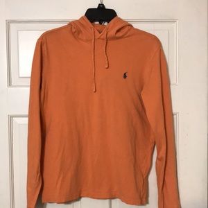 Mens Ralph Lauren Polo size small orange T-shirt hoodie.